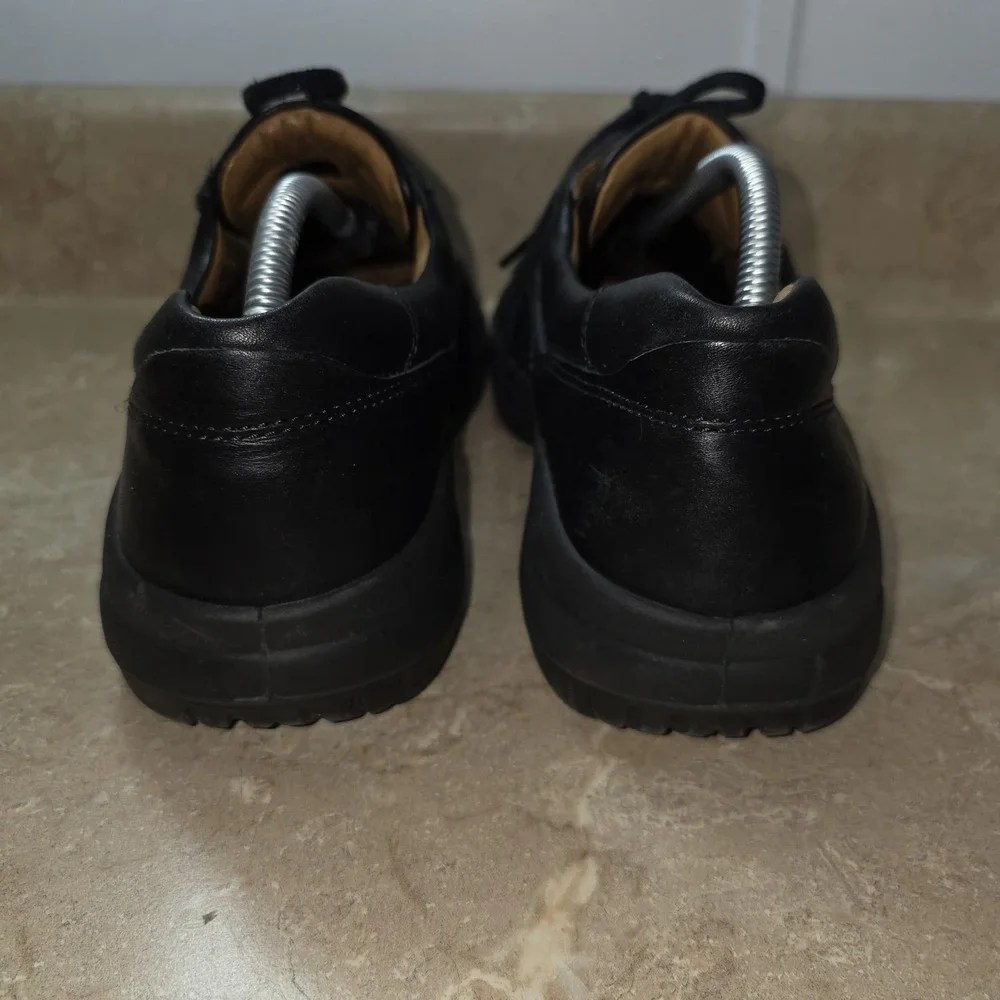 Ecco Shoes Mens Size 9.5 Black Leather Moc Toe Lace Up Casual Comfort Walking